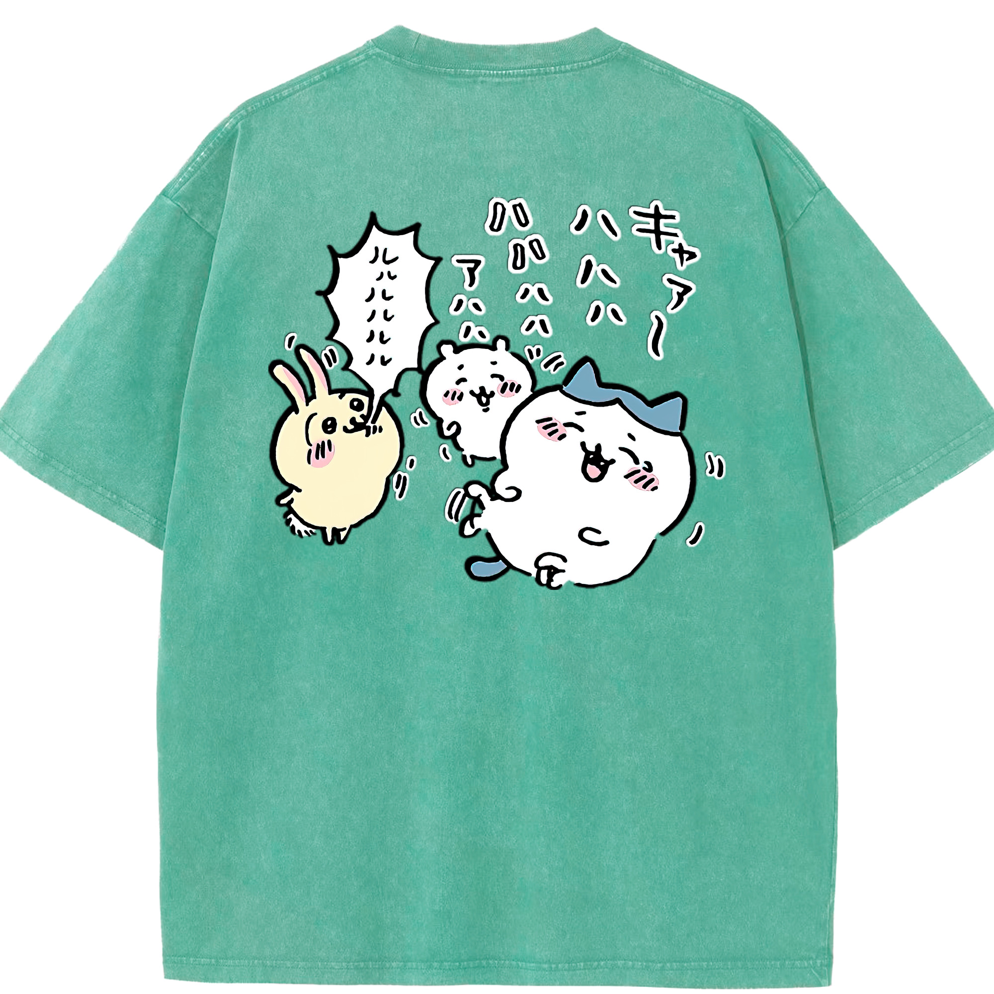 （画像用） ちいかわ うさぎ Chii-kawa usagi 綿100% ヴィンテージ風 半袖Tシャツ（背面プリント）